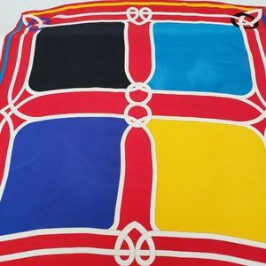 Vintage Ginnie Johansen Designer Celtic Knots Color Block Print Scarf-100% Silk